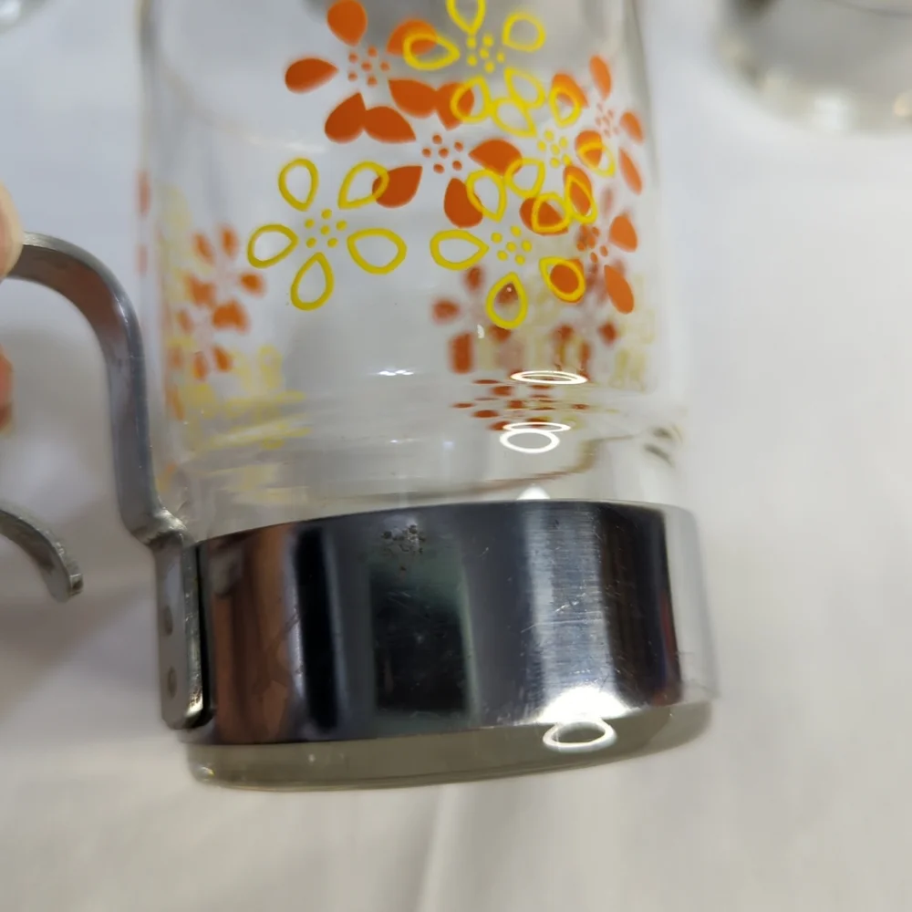 Vintage Japanese Sasaki Hardstrong Golden Flower Pattern Set Of 4 Glasses‎